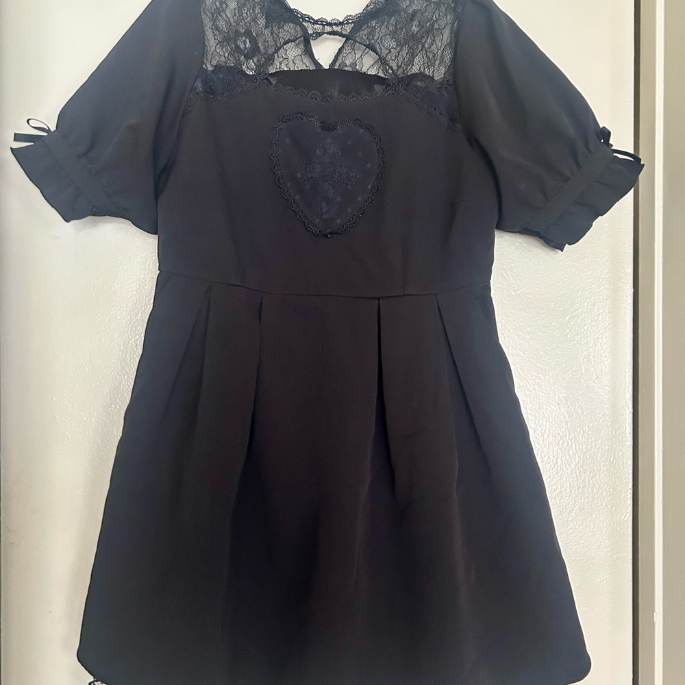 Women’s Black Baby Doll Dress with Lace brand Dear My Love (Japanese Brand)